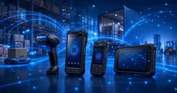 Rugged industrial handheld device with 5G RedCap connectivity for warehouse mobility, logistics, and field service applications.